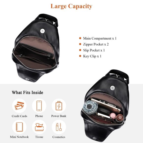 5858 Leather Sling Bag Small Causal Crossbody Purse Chest BackpackO212E